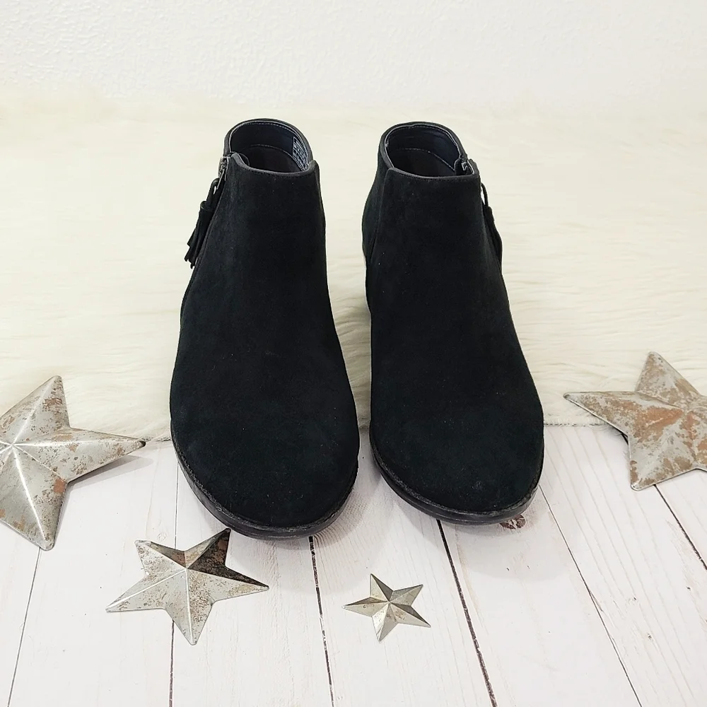 Vionic Serena zip ankle boots black kid suede size 9.5
